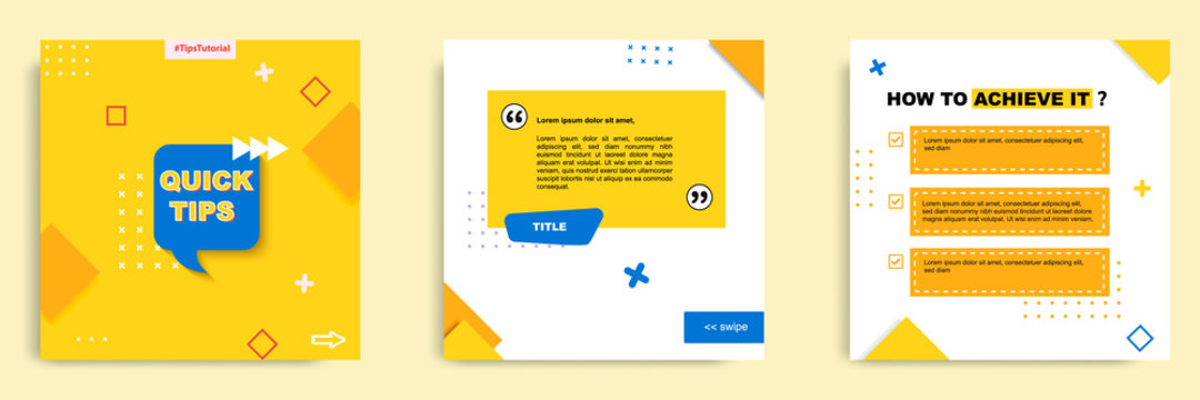 Social media tutorial, tips, trick, did you know post banner layout template with geometric background and memphis pattern design element