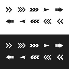 Black & White Arrow Flat icon Set. vector left and right arrow icon sign. Vector illustration