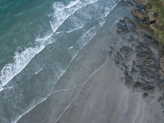 Aerial photos of a small surf beach, New Zealand. 