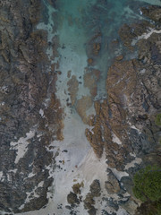 Aerial photos of a rocky coastline, New Zealand. 