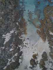 Aerial photos of a rocky coastline, New Zealand. 