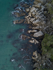 Aerial photos of a rocky coastline, New Zealand. 