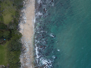 Aerial photos of a rocky coastline, New Zealand. 