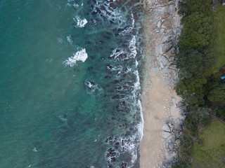 Aerial photos of a rocky coastline, New Zealand. 