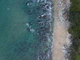 Aerial photos of a rocky coastline, New Zealand. 