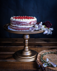 wedding cake with red and white