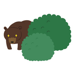 木の陰からこちらを狙ってる野生の熊のイラスト。
