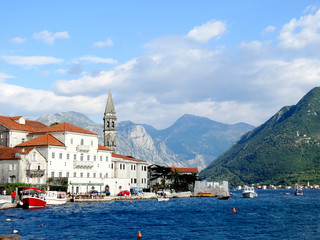 Perast old town central in Perast, Montenegro. Perast is an old town on the Bay of Kotor in Montenegro.