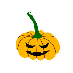 Pumpkin for Halloween. The evil pumpkin Is a symbol of the Halloween holiday. Vector flat illustration