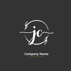 J C JC Initial handwriting and signature logo design with circle. Beautiful design handwritten logo for fashion, team, wedding, luxury logo.