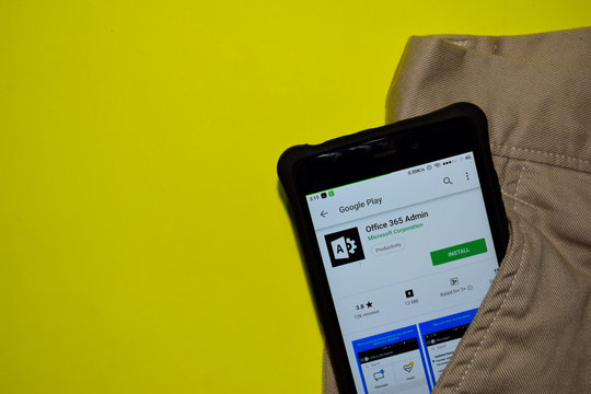 Office 365 Admin dev application on Smartphone screen. Office 365 Admin is a freeware web browser developed by Microsoft Corporation
