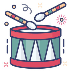 
Drum vector style, drumbeat flat icon design 
