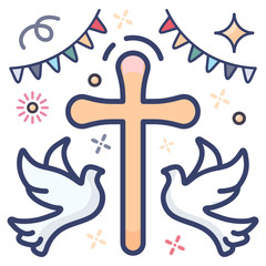 
Easter sunday concept, easter sunday flat vector in editable style 
