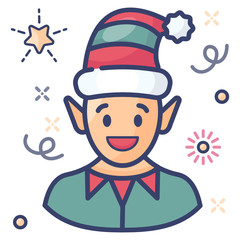 
Design of elf santa in modern flat style 
