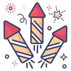 
Rocket icon in modern line style, firecrackers for event celebration vector 
