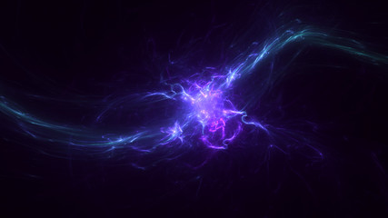 3D rendering abstract multicolored fractal light background with bright center