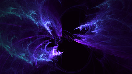 3D rendering abstract multicolored fractal light background with bright center