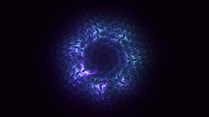 3D rendering abstract multicolored fractal light background with bright center