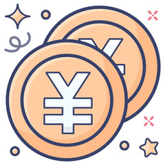 
Yen coins style in modern editable vector 
