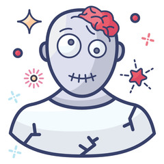 
Dead person, zombie flat vector in editable style 
