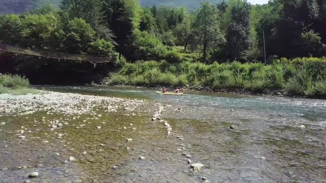 River kayaking on Kolpa river in Slovenia. Compilation of different angle