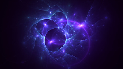 3D rendering abstract multicolored fractal light background with bright center