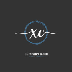 X C XC Initial handwriting and signature logo design with circle. Beautiful design handwritten logo for fashion, team, wedding, luxury logo.