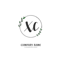 X C XC Initial handwriting and signature logo design with circle. Beautiful design handwritten logo for fashion, team, wedding, luxury logo.