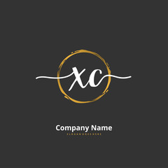 X C XC Initial handwriting and signature logo design with circle. Beautiful design handwritten logo for fashion, team, wedding, luxury logo.