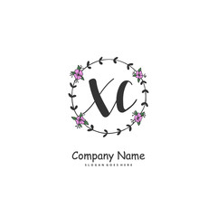 X C XC Initial handwriting and signature logo design with circle. Beautiful design handwritten logo for fashion, team, wedding, luxury logo.
