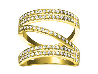 Wedding ring on white background. 3D rendering