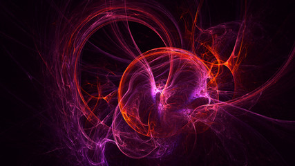 3D rendering abstract multicolored fractal light background with bright center