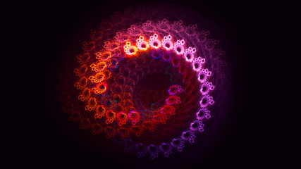 3D rendering abstract multicolored fractal light background with bright center