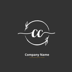 C CC Initial handwriting and signature logo design with circle. Beautiful design handwritten logo for fashion, team, wedding, luxury logo.