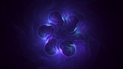 3D rendering abstract multicolored fractal light background with bright center