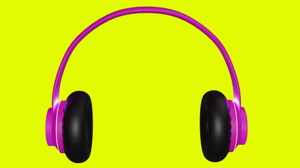 Headphones pink green scene 3D render