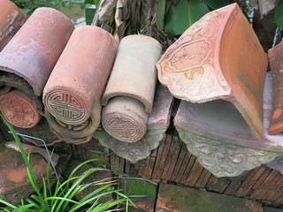 Antefixes are ornaments at the ridge or eaves of a roof design for architecture and derivatives