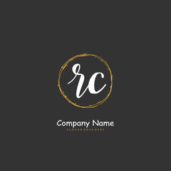 Fototapeta na wymiar R C RC Initial handwriting and signature logo design with circle. Beautiful design handwritten logo for fashion, team, wedding, luxury logo.