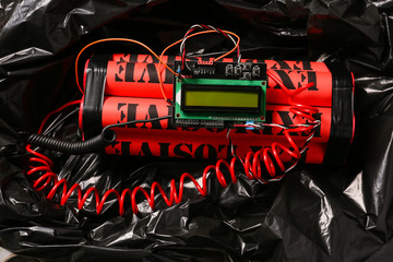 Bomb with timer in bag