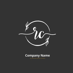 R C RC Initial handwriting and signature logo design with circle. Beautiful design handwritten logo for fashion, team, wedding, luxury logo.