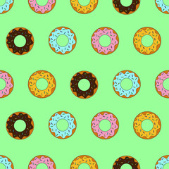 Donuts seamless pattern. Vector illustration.