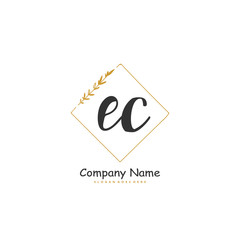 E C EC Initial handwriting and signature logo design with circle. Beautiful design handwritten logo for fashion, team, wedding, luxury logo.