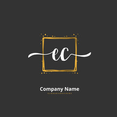 E C EC Initial handwriting and signature logo design with circle. Beautiful design handwritten logo for fashion, team, wedding, luxury logo.