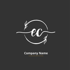 E C EC Initial handwriting and signature logo design with circle. Beautiful design handwritten logo for fashion, team, wedding, luxury logo.