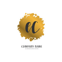 E C EC Initial handwriting and signature logo design with circle. Beautiful design handwritten logo for fashion, team, wedding, luxury logo.