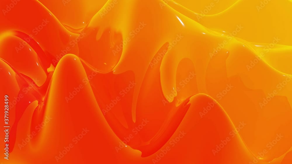 Poster stylish abstract looped background, changing surface of soft translucent material like peach jelly. 
