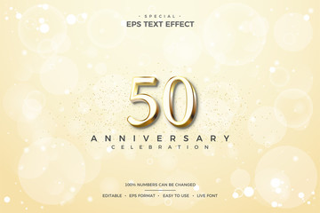 Editable text style effect with 50th celebration golden numbers.
 - obrazy, fototapety, plakaty