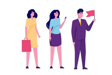 Teamleader or influencer character concept. Business leadership.  Vector illustration in a flat style