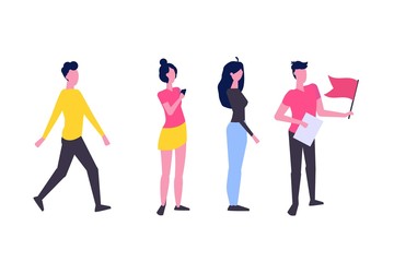 Obraz premium Teamleader or influencer character concept. Business leadership. Vector illustration in a flat style