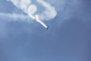 City Riga, Latvia. Avio show in honor of the city festival. Pilots show demonstrations with...